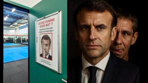 "Вас бьет жена? Записывайтесь в наш зал на курсы самообороны".
Пощечина, полученная Макроном во Вье