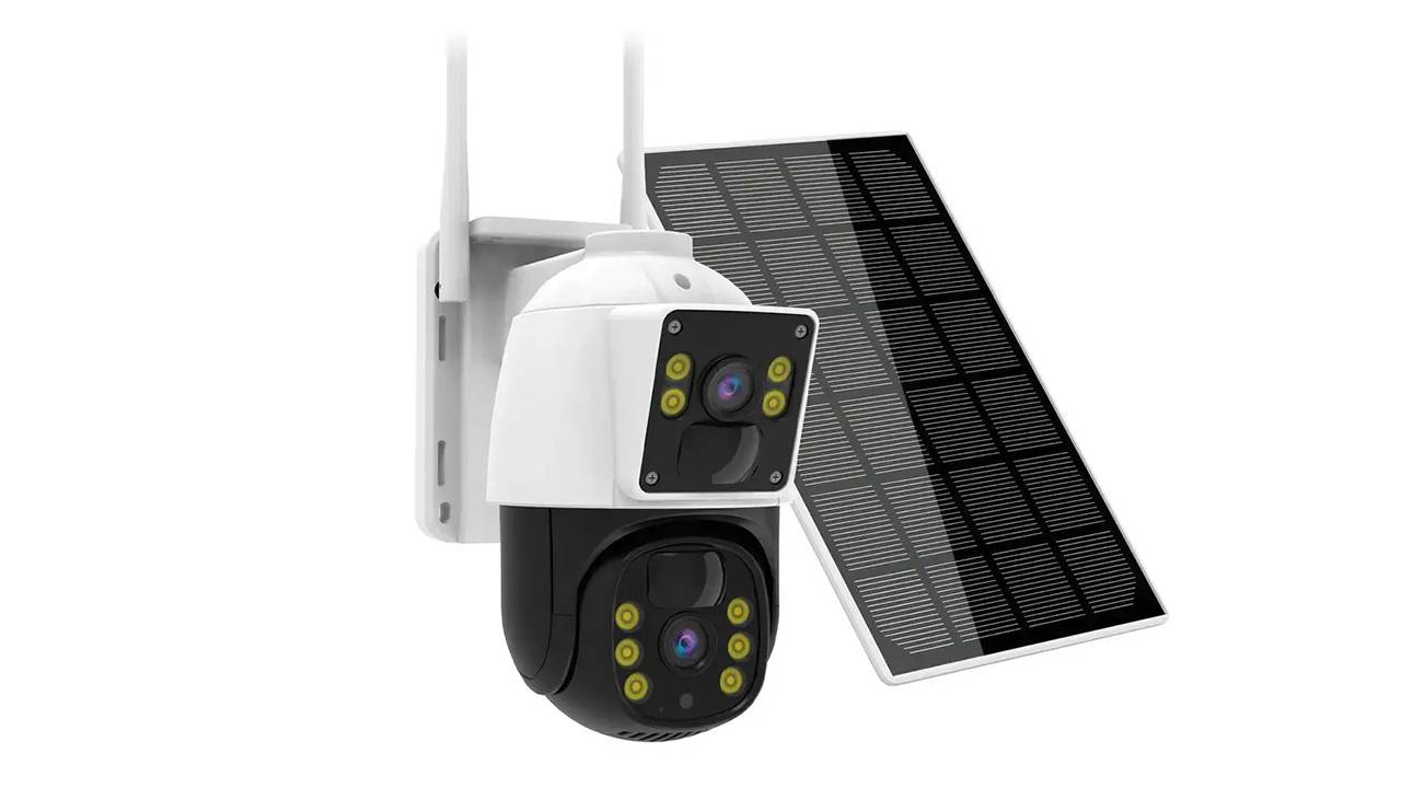 Уличная поворотная 4G-SIM  камера с 2 объективами Link Solar K66-2MP-4G-Dual с солнечной панелью