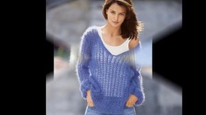 Женский Джемпер Спицами из Мохера - 2019 / Women's Sweater with Spokes from Moher