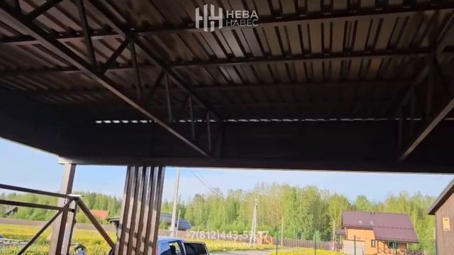 Навес с хозблоком односкатный из профлиста