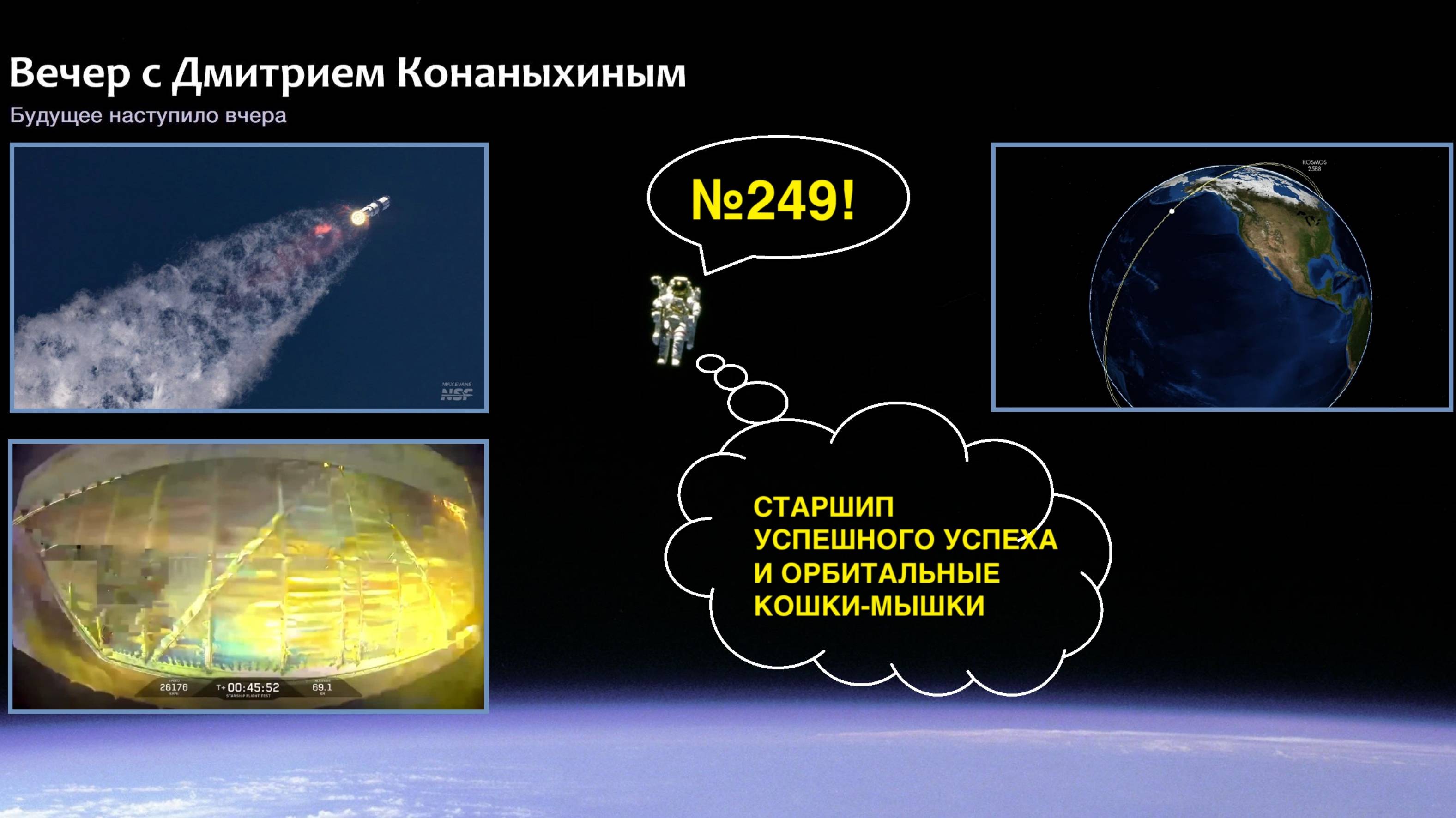 Вечер с Дмитрием Конаныхиным №249 Успешный успех взорвавшегося Старшипа и орбитальные кошки-мышки