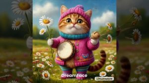 котик с ромашками