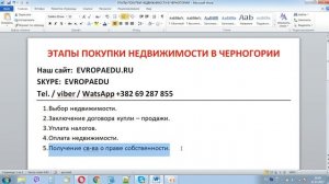 Этапы покупки недвижимости в Черногории