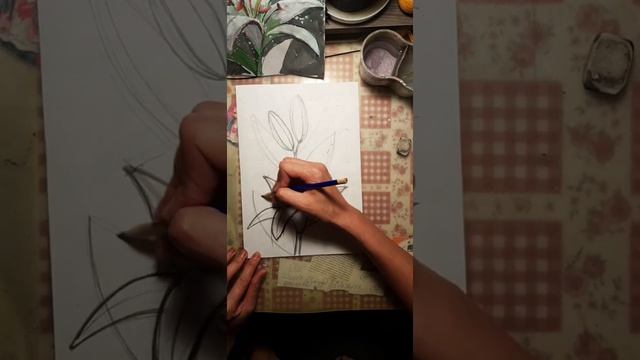 уроки рисования "Лилии" 1я часть смотреть онлайн