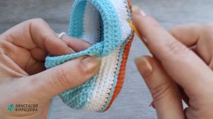 Авторские пинетки ботинки крючком  / Двойная подошва 11 см