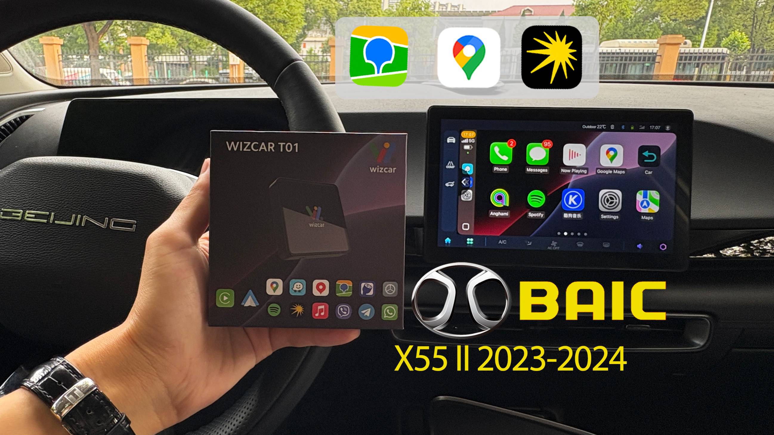 BAIC X55 Ⅱ 2023-2024 CarPlay Яндекс Карты&Музыка Waze WIZCAR T01 EasyConnection для Beijing 5 Auto