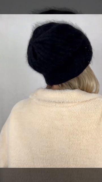 Шапочка из ангоры, теплая, двойная, мягкая (Арт. 306221S 034 22 ЧЕРНЫЙ) смотреть онлайн