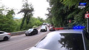 Из-за разлива масла на Агойском перевале утром, 29 мая, возникла большая пробка