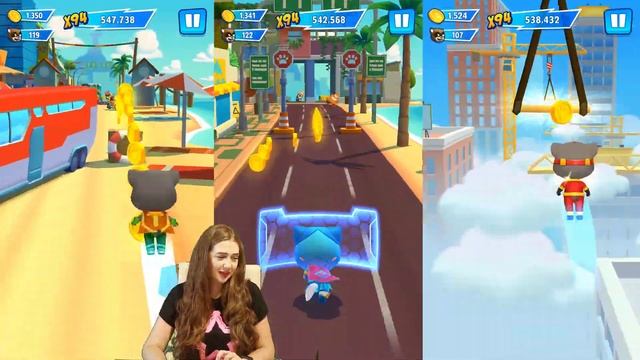 ГОВОРЯЩИЙ ТОМ ПОГОНЯ ГЕРОЕВ Соревнование АНДЖЕЛА VS ТОМ Talking Tom Hero Dash смотреть онлайн