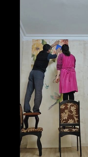 Клеим фотообои. #обои #фотообои смотреть онлайн