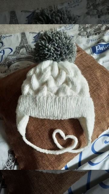 Детская зимняя шапка с ушками спицами    #вязание #вязаниеспицами  #детскаяшапка #зимняяшапка смотреть онлайн
