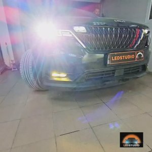 Kia  Carnival  модернизация современной штатной оптики на оптику от ledstudio