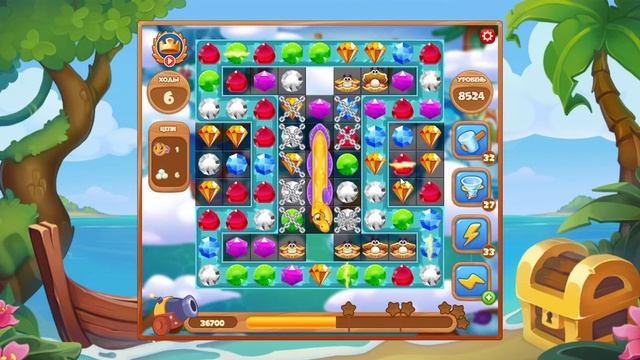 Как пройти уровень 8524 игры Сокровища Пиратов смотреть онлайн