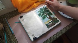 Дуб у пруда.🌳 Гуашь.🌳Дерево гуашью. #art #painting #gouache #fyp  #творчество #гуашь #медитация