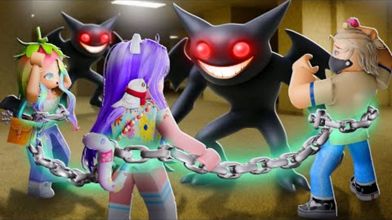 МЫ СВЯЗАНЫ ЦЕПЬЮ В БЕКРУМСАХ! Roblox Chained in Backrooms