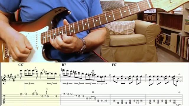 SRV Style Blues in F#(tab,backing track)