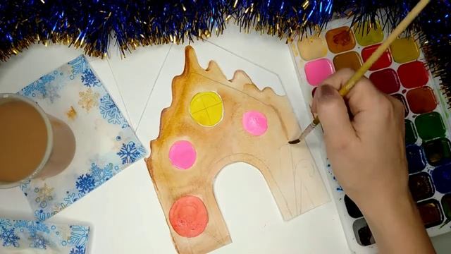 новогодняя открытка "Пряничный домик" смотреть онлайн