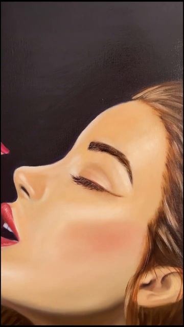 Девушка с вишней #картина #painting  #портрет  #портретдевушки