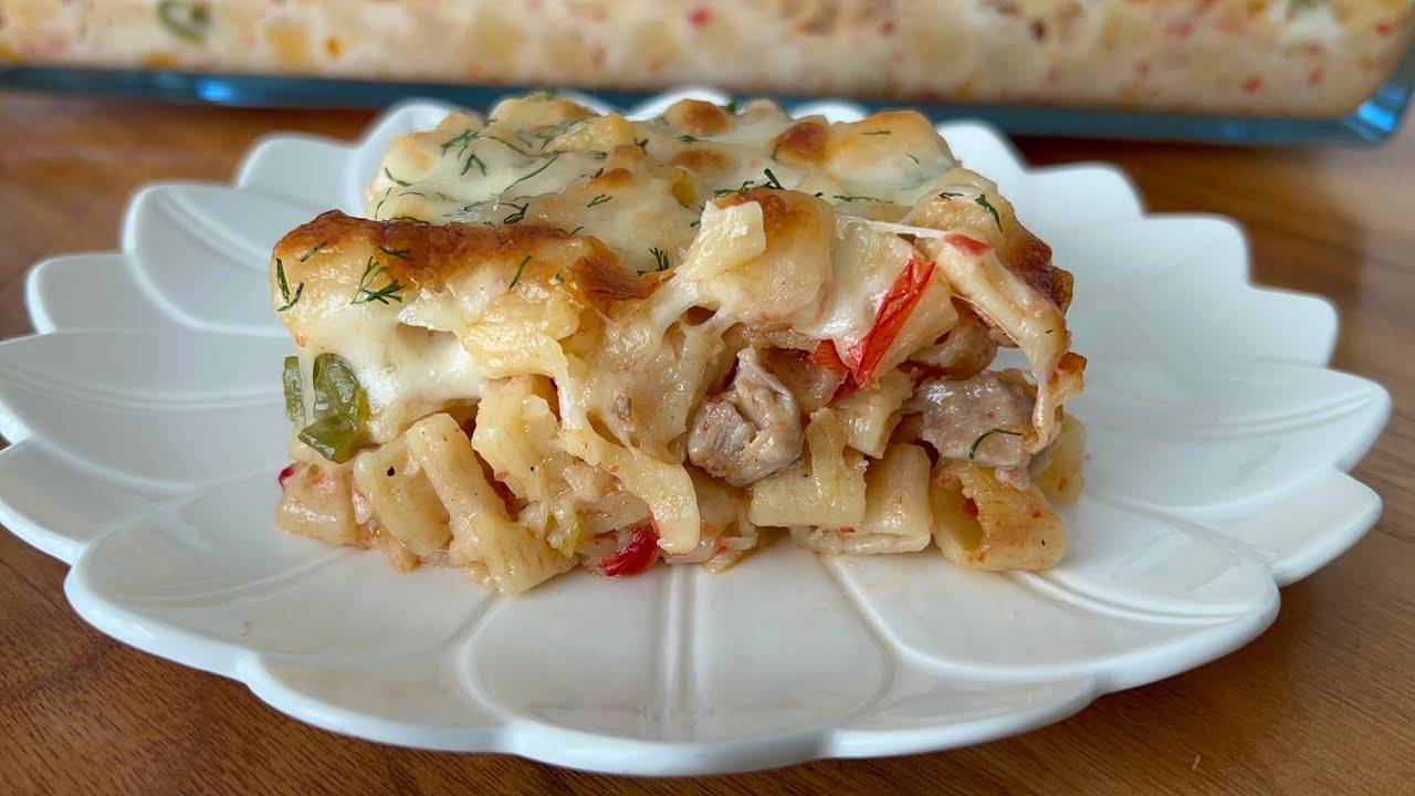 Очень вкусный ужин! Запечённые макароны с курицей