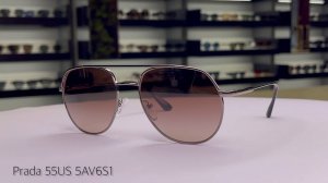 Prada Conceptual 55US 5AV/6S1: серые мужские очки-авиаторы из Италии