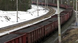 Электровоз тройник 2ЭС10 тянет состав с углем, 2ЭС10-130 «Г