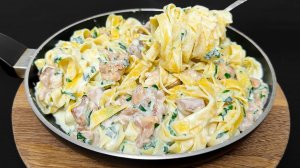 Вкуснейшая паста с курицей в сливочном соусе! Легкий рецепт ужина за 10 минут!