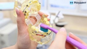 Как правильно чистить зубы с брекетами?