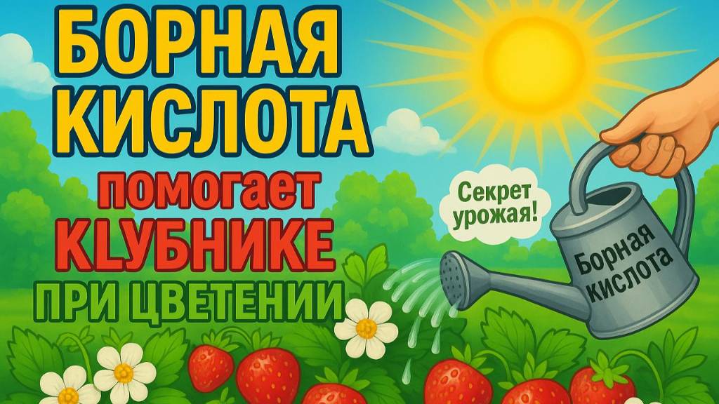 Как БОРНАЯ КИСЛОТА помогает КЛУБНИКЕ ПРИ ЦВЕТЕНИИ. Лучший элемент для щедрого урожая