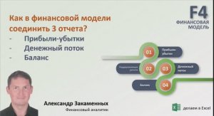 Как в финансовой модели соединить 3 отчета?
Прибыли-убытки
Денежный поток
Баланс