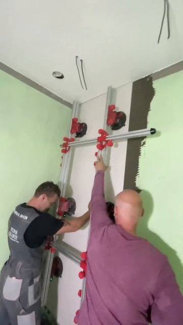 Укладка широкоформатного керамогранита #stone #керамогр смотреть онлайн