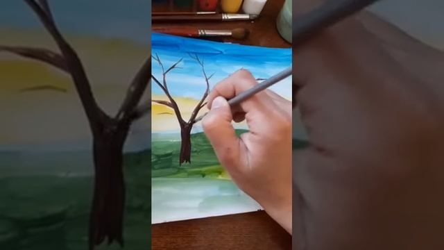 Цветущее дерево ( гуашь) смотреть онлайн