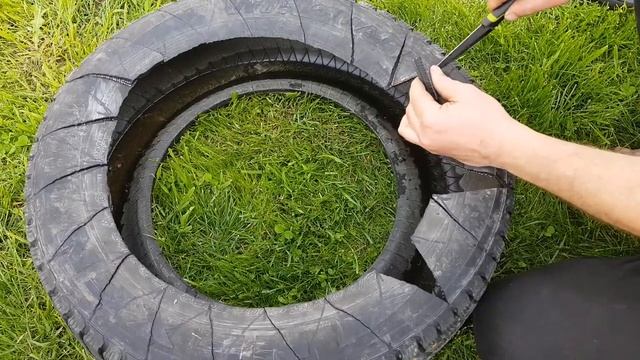 Симпатичная клумба. Делаем клумбу из автомобильной покрышки.