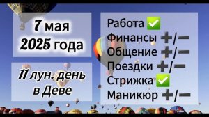 Лунный день 7 мая 2025 года
