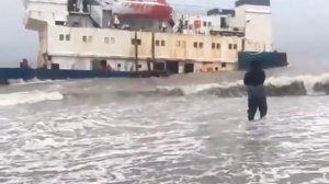 Сухогруз выбросило на берег в приморье "Амур-36"