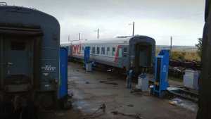 Смена колёсных пар ЖД поезда , граница Украина - Румын?