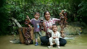 Ловим в лесу гигантских крабов, с детьми. Продаем крабов на рынке. Жизнь во Вьетнаме