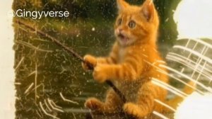 🐟 Cute Tiny Cat’s Relaxing Fishing Day — This Adorable Kitten Discovers the Magic by the Lake 🐱✨
