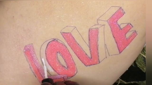 Глитер-тату "Love". Временные рисунки на теле. смотреть онлайн