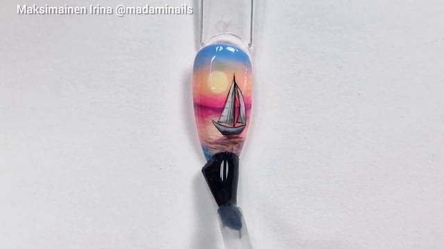 Gelpolish NailArt. Sea and sailboat ⛵️. Морской пейзаж гель лаками. #na смотреть онлайн