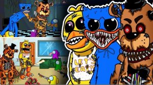 Crazy AMONG US vs. FNAF ANIMATRONICS _ HUGGY WUGGY _ Chica _ Security Breach _ Toonz Animation