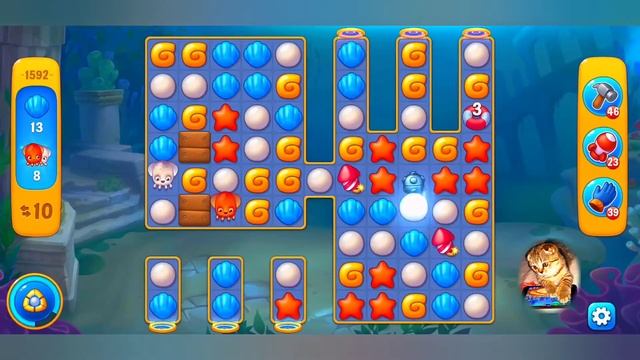 фишдом 2022 # 1592 уровень - прохождение без бустеров # Fishdom,  1592  level - no Boosters.