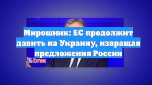 Мирошник: ЕС продолжит давить на Украину, извращая предложения России