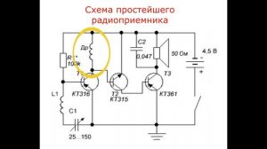 Схема простейшего радиоприемникa  -  без антенны и зазе