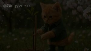 🌱 Tiny Cat Plants a Tree_ Roots for the Future 🌳✨