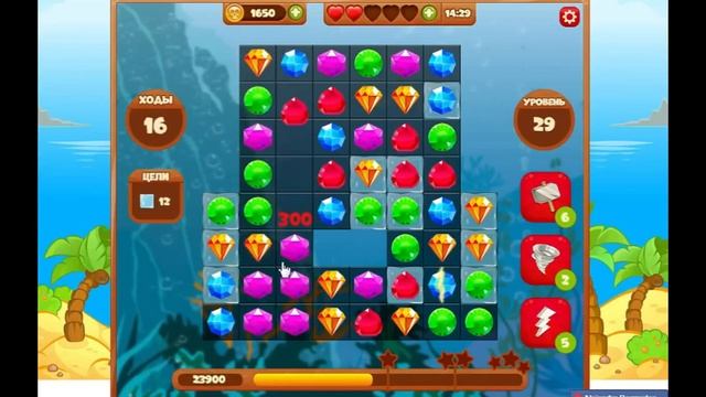Игра "Сокровища Пиратов" 29 уровень (Как пройти на три з? смотреть онлайн