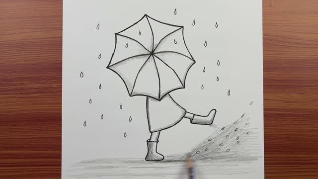 Лёгкий рисунок девушки с зонтом: как нарисовать девушку — простые обучающие карандашные рисунки деву
