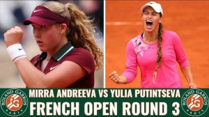 31.05.25. Мирра Андреева - Юлия Путинцева. WTA Roland Garros. Mirra Andreeva - Yulia Putintseva
