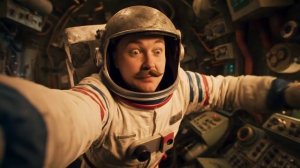 Космический прикол: Астронавт в космическом корабле! Сгенерировано с помощью нейросети VEO 3