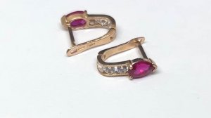 Серьги-золото 585 пробы Вес: 1,40 гр. (корунд)
