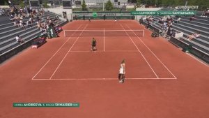 30.05.25. Майя Лумсден/Сабрина Сантамария - Мирра Андреева/Диана Шнайдер. WTA Roland Garros